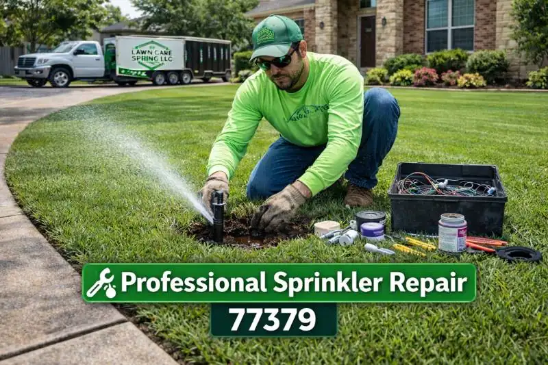 professional-sprinkler-repair-77379 Technician performing professional sprinkler repair 77379