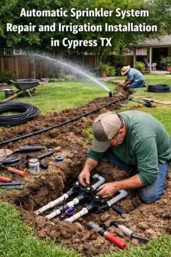 Automatic sprinkler system repair and irrigation installation in Cypress TX